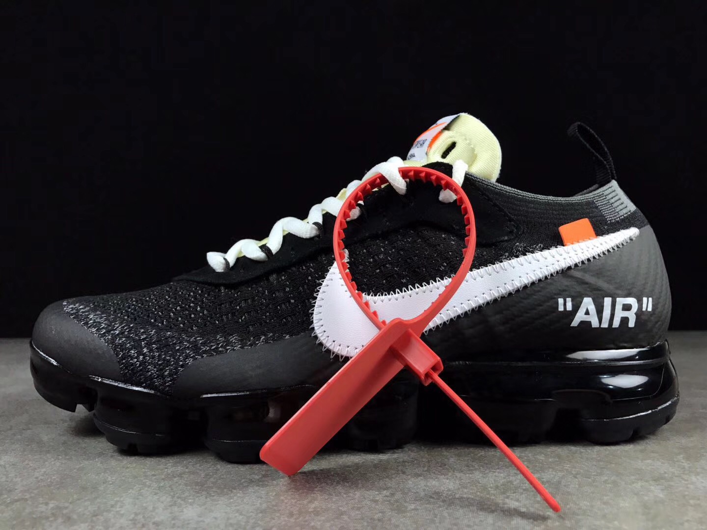 Women UNC OFF-WHITE Nike Air VaporMax Flyknit 2018 Black White Shoes - Click Image to Close